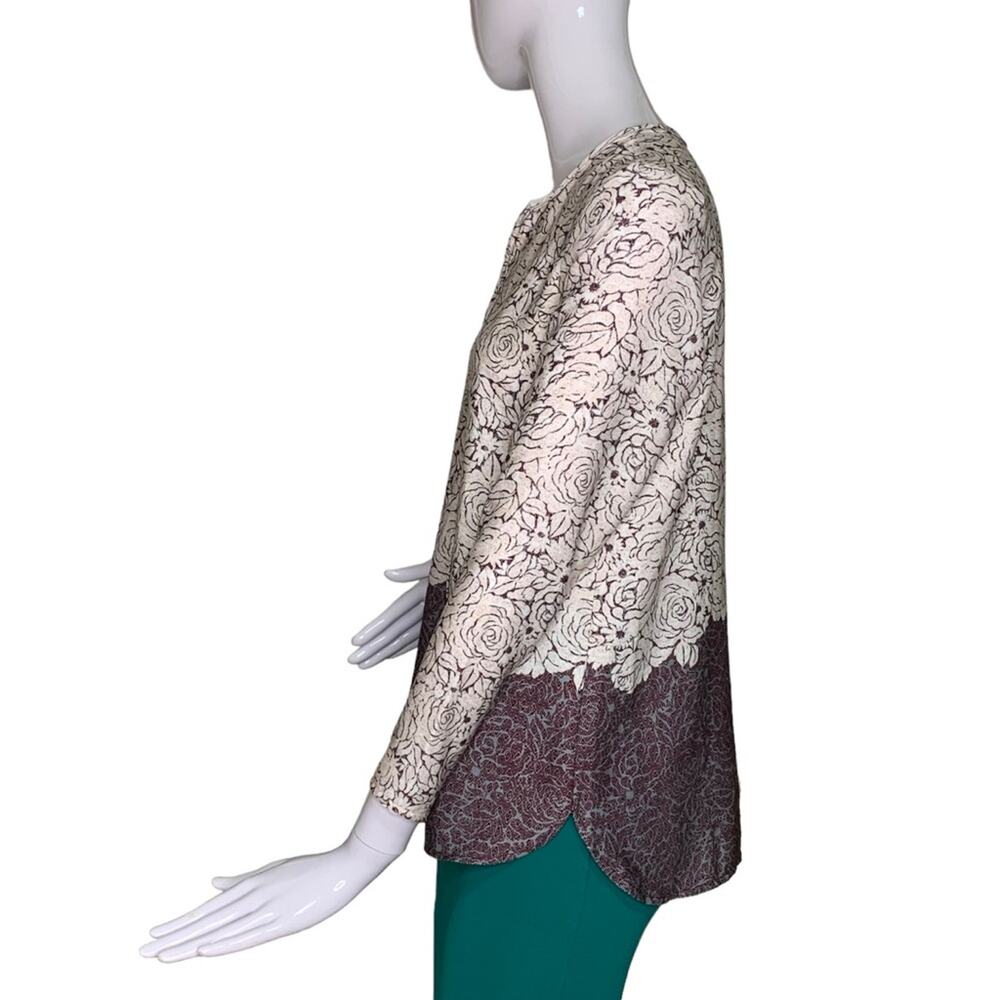 Ann Taylor Top Long Sleeve Roses Print Long Sleeve Size XS Petite - Picture 8 of 10